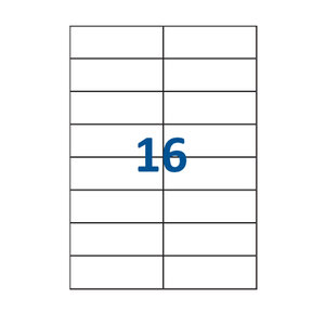Lot de 100 Planches étiquettes autocollantes blanches sur feuille A4 : 105 x 37 mm (16 étiquettes)