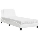 vidaXL Lit avec matelas blanc 90x200 cm similicuir