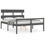 vidaXL Lit pour personne âgée tête de lit gris très grand bois massif