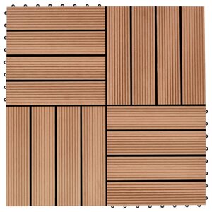 vidaXL Carreau de terrasse 11 Pièces WPC 30 x 30 cm 1 m² Couleur Teck