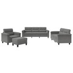 vidaXL Ensemble de canapés 4 Pièces coussins gris foncé tissu microfibre