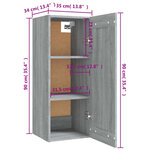 vidaXL Armoire suspendue Sonoma gris 35x34x90 cm Bois d'ingénierie