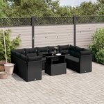 vidaXL Salon de jardin 10 Pièces avec coussins noir résine tressée