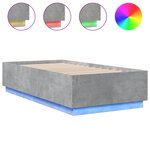 vidaXL Cadre de lit avec lumières LED gris béton 75x190 cm