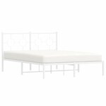 vidaXL Cadre de lit métal avec tête de lit blanc 135x190 cm