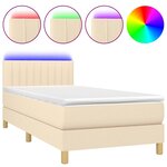 vidaXL Sommier à lattes de lit avec matelas LED Crème 90x200 cm Tissu