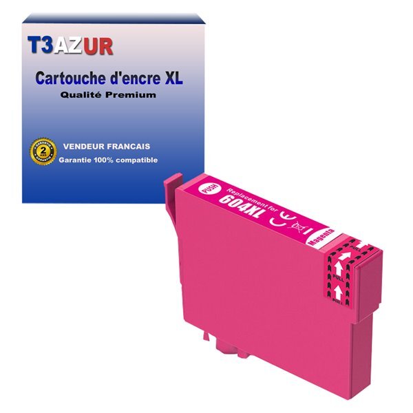 T3azur- cartouche compatible epson 604 xl pour epson workforce wf-2910dwf  wf-2930dwf  wf-2935dwf  wf-2950dwf magenta