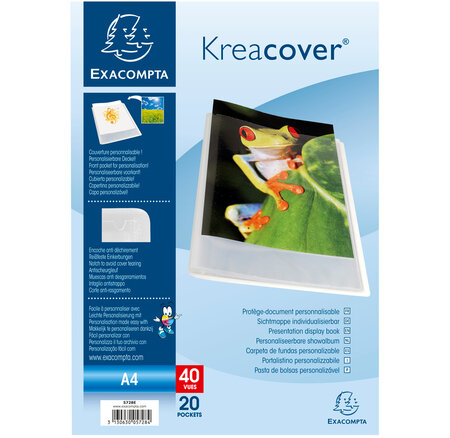 Porte vues PP semi rigide Krea Cover Chromaline 40 vues Blanc Transparent EXACOMPTA