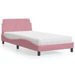 vidaXL Lit avec matelas rose 100x200 cm velours