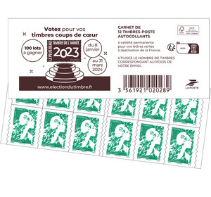Carnet de 10 timbres Marianne rouge 10% moins cher - Défense de pouvoir  d'achat. - Philantologie