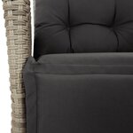 vidaXL Ensemble à manger de jardin 3Pièces coussins gris clair poly rotin
