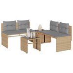 vidaXL Salon de jardin avec coussins 4 Pièces beige résine tressée