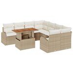 vidaXL Ensemble de Salle à Manger de Jardin 9 Pièces avec Coussins Beige Poly Rattan Acacia