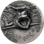 Pièce de monnaie en argent 5000 francs g 93.3 (3 oz) millésime 2022 predators great white shark