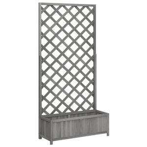 vidaXL Jardinière avec treillis gris bois massif de sapin