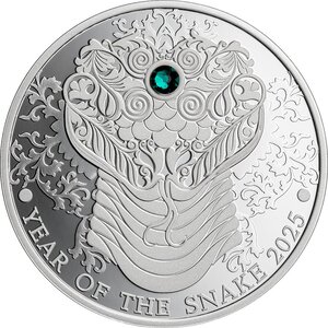 Pièce de monnaie en Argent 2 Cedis g 15.57 (1/2 oz) Millésime 2025 Lunar Year Ghana SNAKE