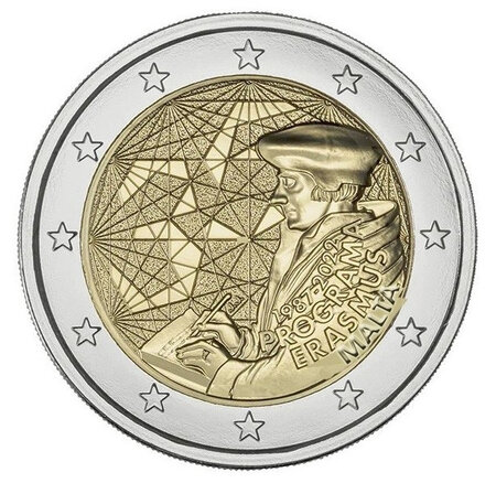 Monnaie 2 euros commémorative malte erasmus 2022