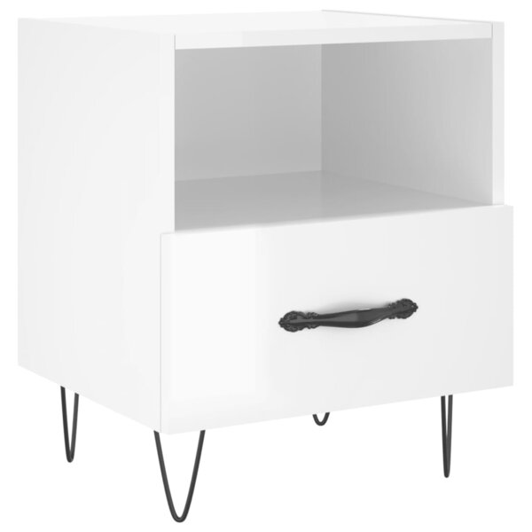 vidaXL Table de chevet blanc brillant 40x35x47 5 cm bois d’ingénierie