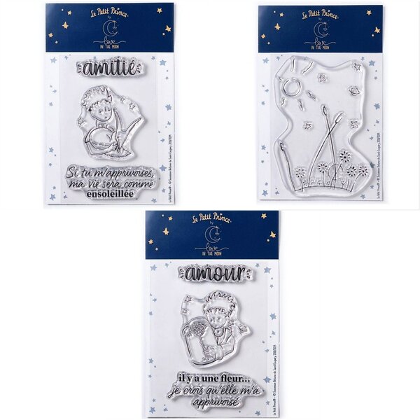 7 Tampons transparents Le Petit Prince et le Renard + Paysage + Fleur