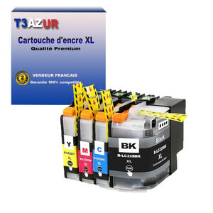 T3AZUR Lot de 4 Cartouches compatibles avec Brother LC225XL LC229XL pour Brother MFC-J5625DW MFC-J5720DW