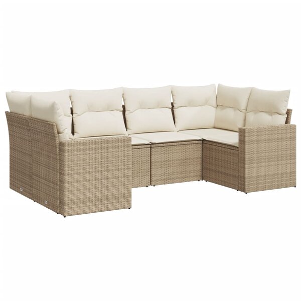 vidaXL Salon de jardin avec coussins 6 Pièces beige résine tressée