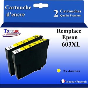 2x Cartouches Compatibles avec Epson 603 603XL pour Epson WorkForce WF-2820DWF  WF-2830DWF  WF-2840DWF  WF-2850DWF  WF-2870DWF  WF2835-DWF Jaune