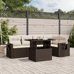 vidaXL Salon de jardin avec coussins 6 Pièces marron résine tressée
