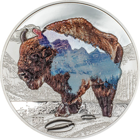 Pièce de monnaie en Argent 1000 Togrog g 62.2 (2 oz) Millésime 2023 Into The Wild BISON