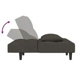 vidaXL Canapé-lit à 2 places avec deux oreillers Gris foncé Velours