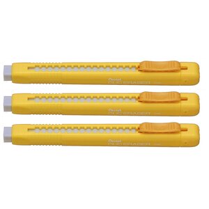 Stylo gomme CLIC ERASER Corps Jaune x 3 PENTEL