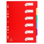Intercalaires Polypropylène Opaque Semi Rigide 6 Positions - A4 - Couleurs Assorties - X 25 - Exacompta