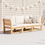 vidaXL Salon de jardin 3 Pièces avec coussins bois massif d'acacia