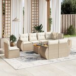 vidaXL Salon de jardin avec coussins 9 Pièces beige résine tressée