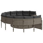 vidaXL Canapé de jardin avec coussins rond gris résine tressée