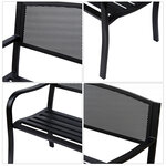 Banc 3 places de jardin terrasse style contemporain 127L x 60l x 87H cm métal époxy anticorrosion noir