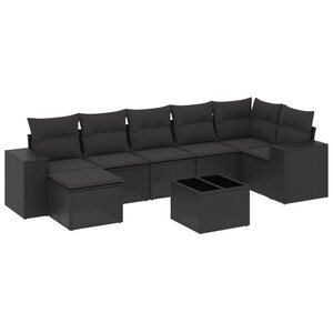 vidaXL Salon de jardin 8 Pièces avec coussins noir résine tressée
