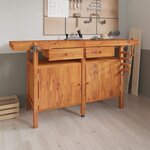 vidaXL Établi avec tiroirs et étaux 162x62x83 cm Bois massif d'acacia