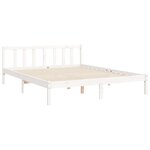 vidaXL Cadre de lit avec tête de lit blanc King Size bois massif