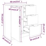 vidaXL Buffets 2 Pièces Noir 60x30x70 cm Bois d'ingénierie