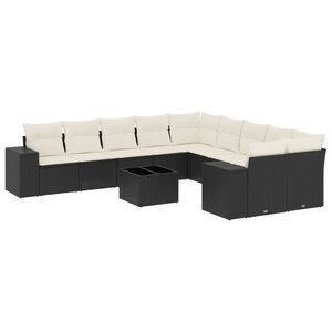 vidaXL Salon de jardin 11 Pièces avec coussins noir résine tressée