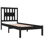 vidaXL Cadre de lit Noir Bois massif 75x190 cm Petit simple