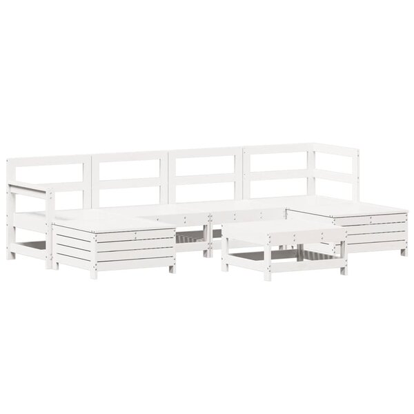 vidaXL Salon de jardin 7 Pièces blanc bois de pin massif