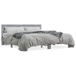 vidaXL Cadre de lit sonoma gris 180x200 cm bois d'ingénierie et métal