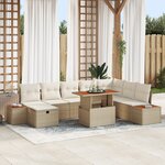 vidaXL Ensemble de canapé de jardin 9 pièces avec coussins Beige Poly Rotin