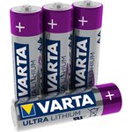 Blister de 4 piles 'Professional Lithium' LR6 Mignon (AA) VARTA