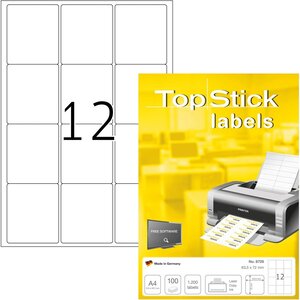 Etiquette universelle  63 5 x 72 mm  blanc TOP STICK