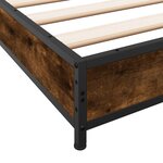 vidaXL Cadre de lit chêne fumé 100x200 cm bois d'ingénierie et métal