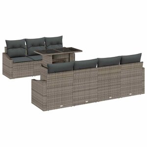 vidaXL Ensemble de canapé de jardin 8 Pièces Gris Poly rotin