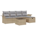 vidaXL Canapé de jardin 6 pièces avec coussins Beige en rotin synthétique