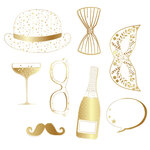 Accessoires Photobooth En Papier - Blanc Et Or - Spécial Réveillon - Draeger paris